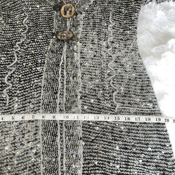 BCBGMaxazria Long Cardigan Sweater LARGE Two Button Gray Textured Alpaca Mohair - Picture 9 of 12